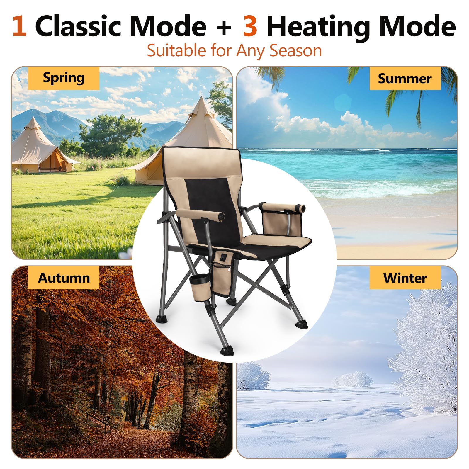 Heated Camping Chair with 20,000 mAh Battery