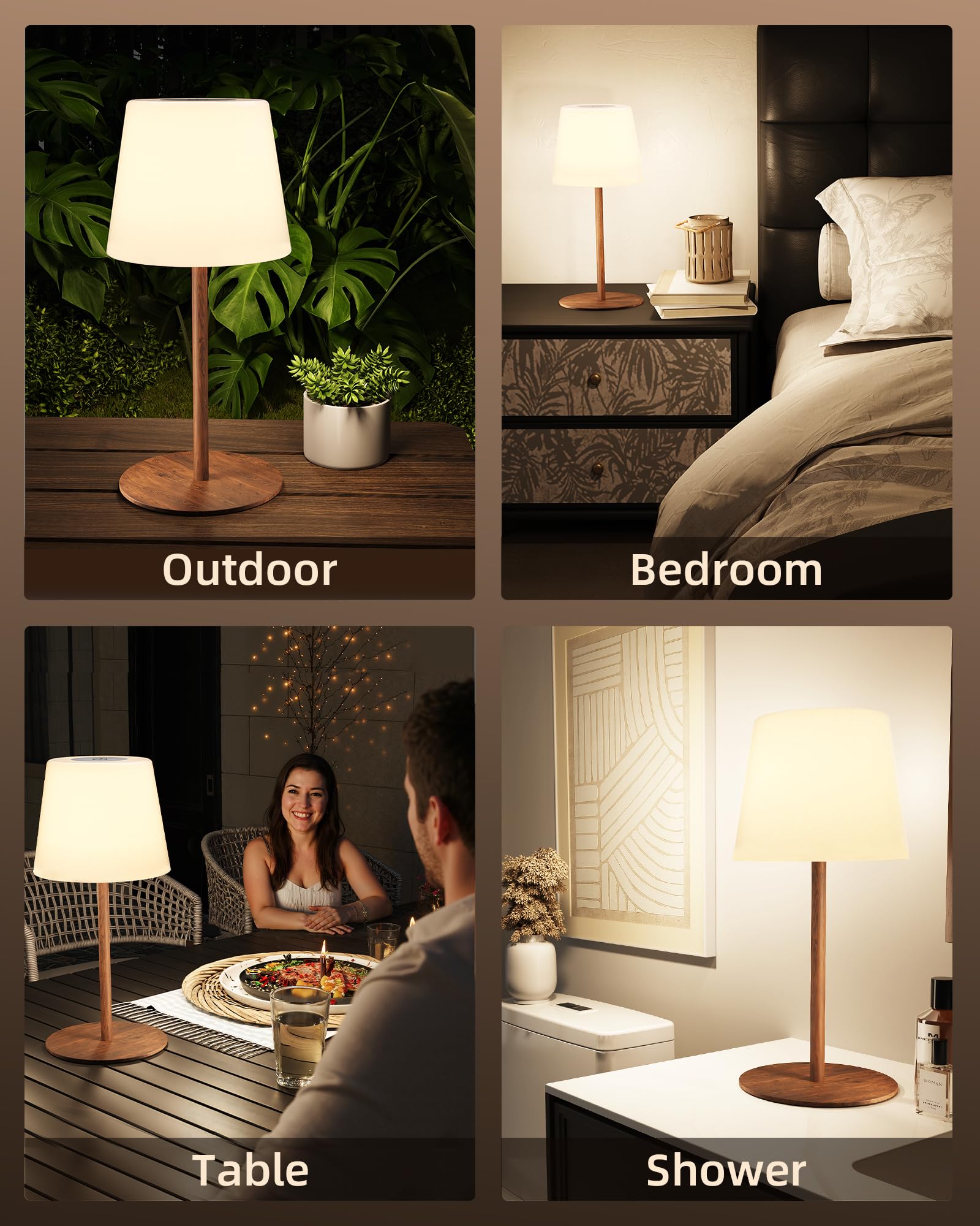 IP65 Waterproof 4500mAh Rechargeble Shower Lamp, Dimmable