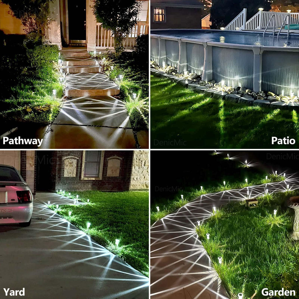 10 Pack Waterproof 6000K Cold White LED Stainless Steel Stake for Pathway Yard Garden Driveway Solar Powered Outside Decor