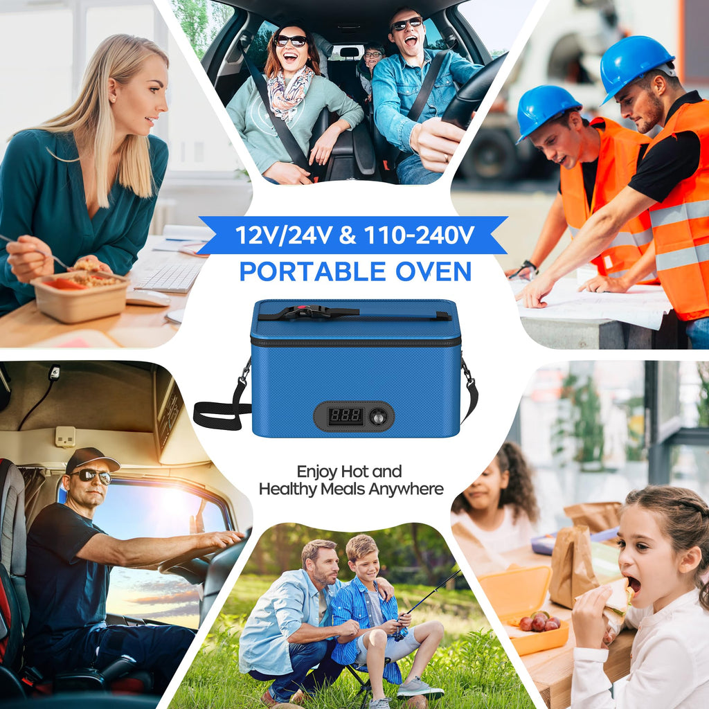 Portable Microwave, 12V 24V 110V-240V Car Food Warmer Portable Personal Mini Oven