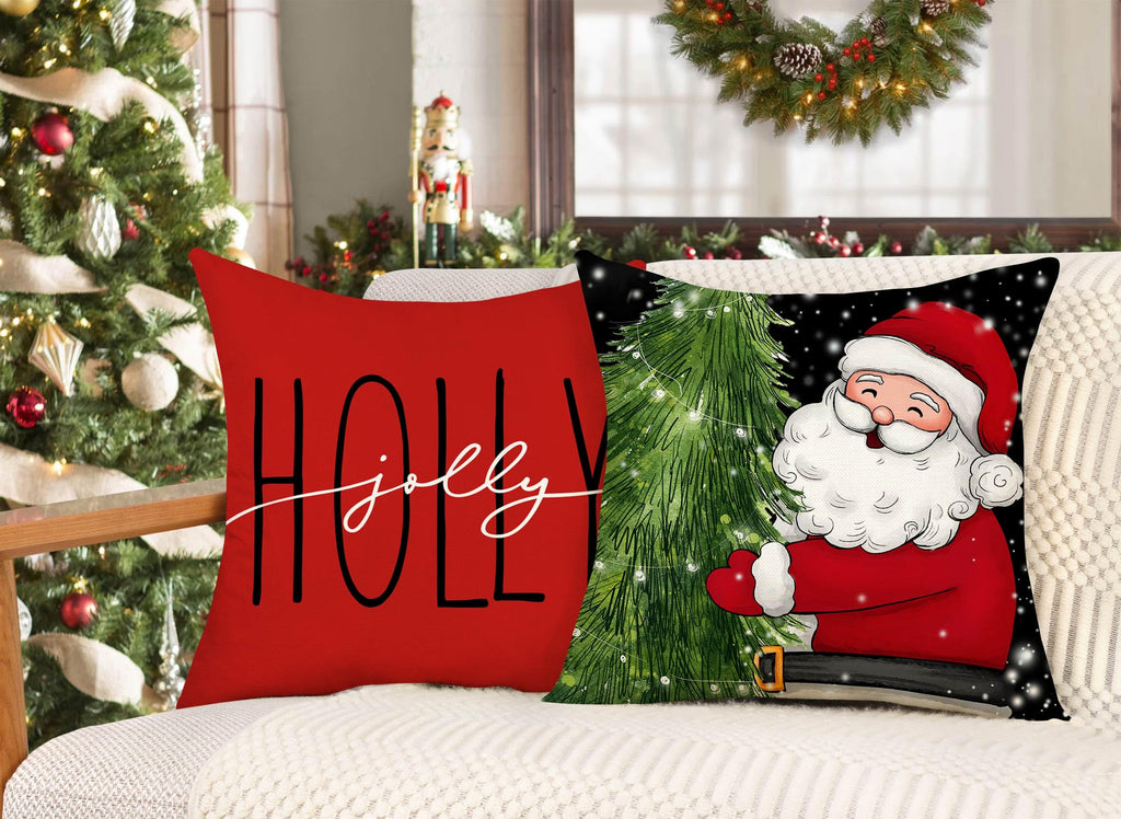 Red Christmas Pillow Covers 18x18 Set of 4