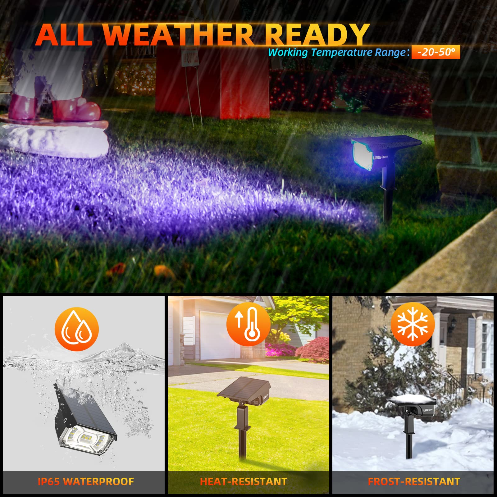 Solar Outdoor,40 LEDs Color Changing RGB Solar Landscape Path Lights