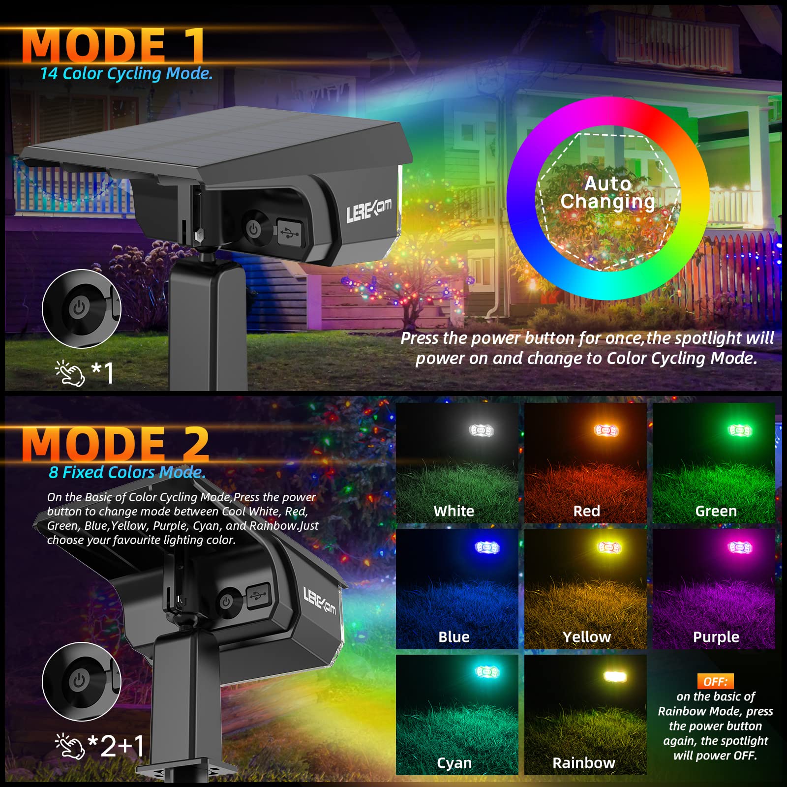 Solar Outdoor,40 LEDs Color Changing RGB Solar Landscape Path Lights