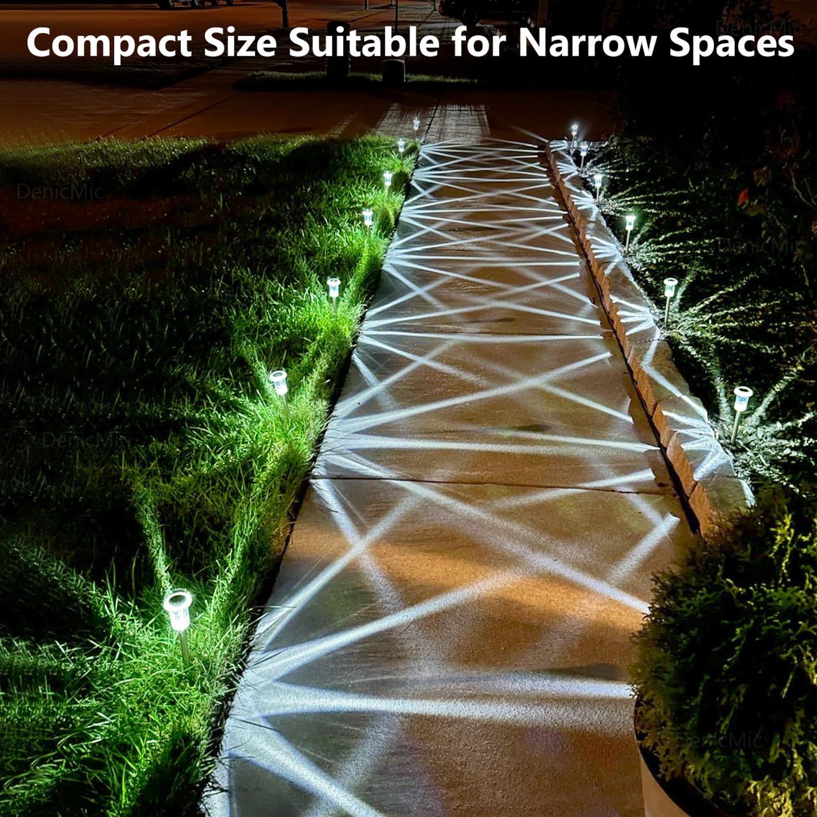 10 Pack Waterproof 6000K Cold White LED Stainless Steel Stake for Pathway Yard Garden Driveway Solar Powered Outside Decor