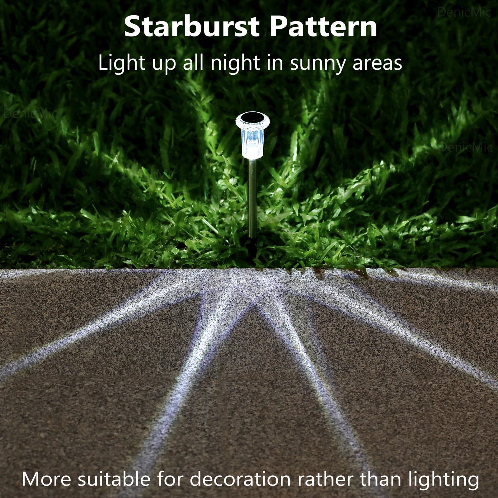 10 Pack Waterproof 6000K Cold White LED Stainless Steel Stake for Pathway Yard Garden Driveway Solar Powered Outside Decor