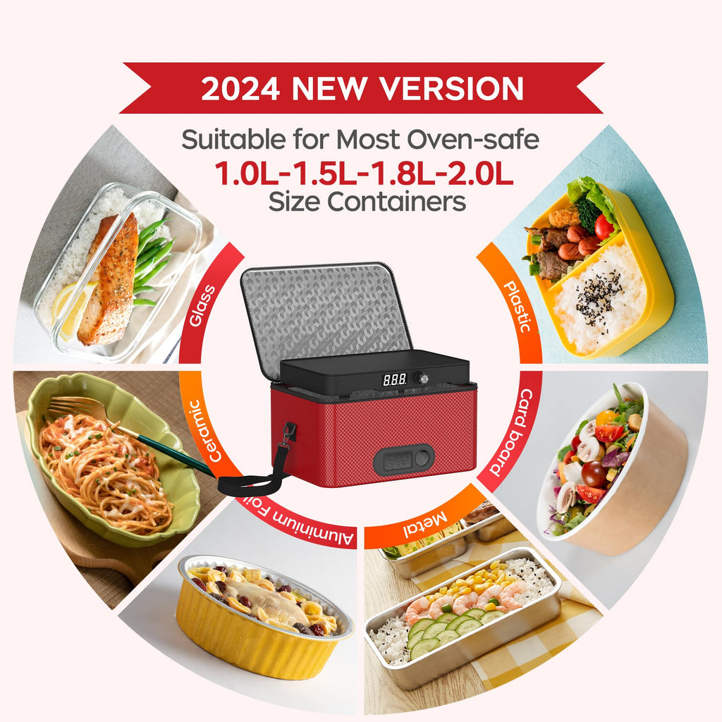 Portable Microwave, 12V 24V 110V-240V Car Food Warmer Portable Personal Mini Oven
