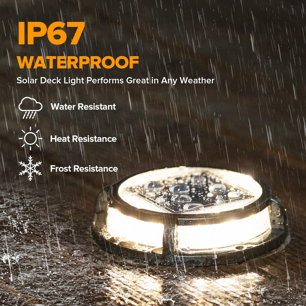 LUTEC 12 Pack Solar Driveway Lights, 12 LEDs IP67 Waterproof Outdoor Solar Dock Driveway Marker Lights for Step, Sidewalk, Pathway, Patio, Garden(Warm White)