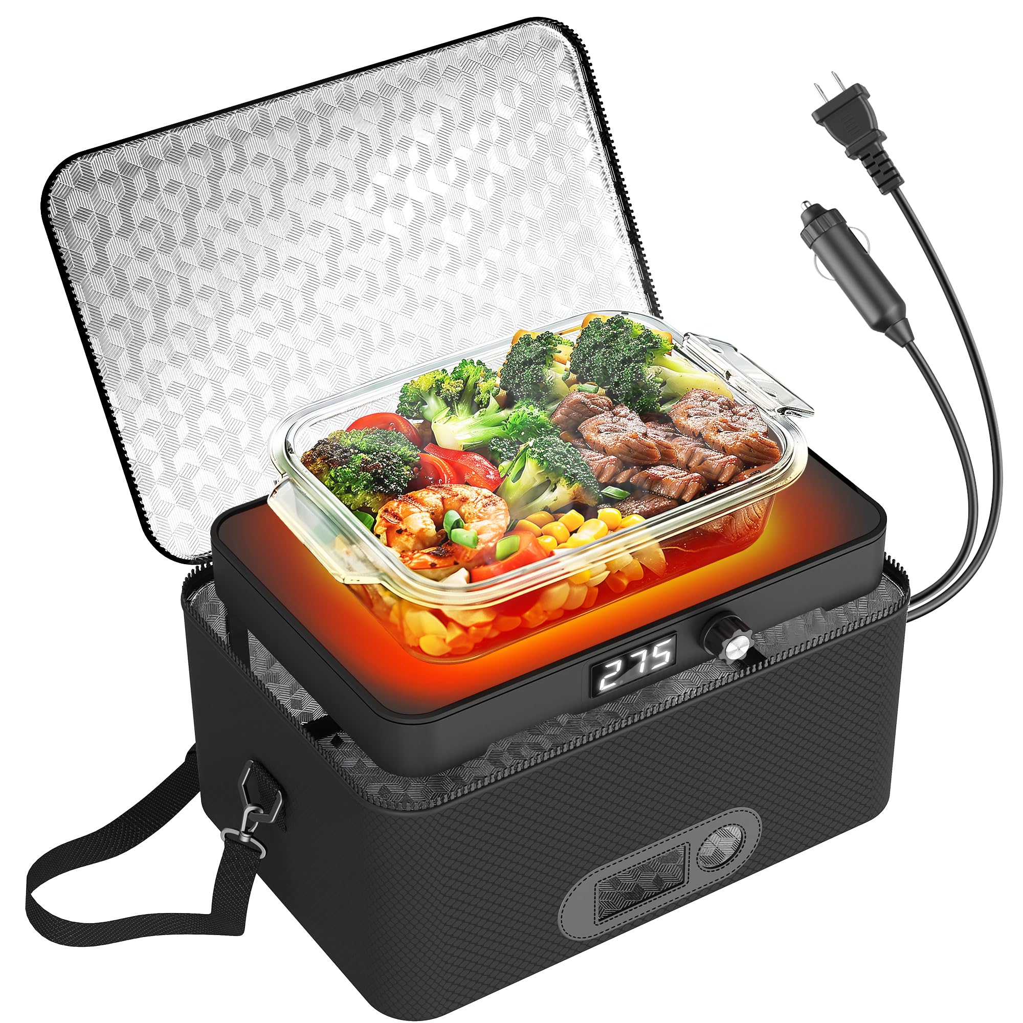 Portable Microwave, 12V 24V 110V-240V Car Food Warmer Portable Personal Mini Oven