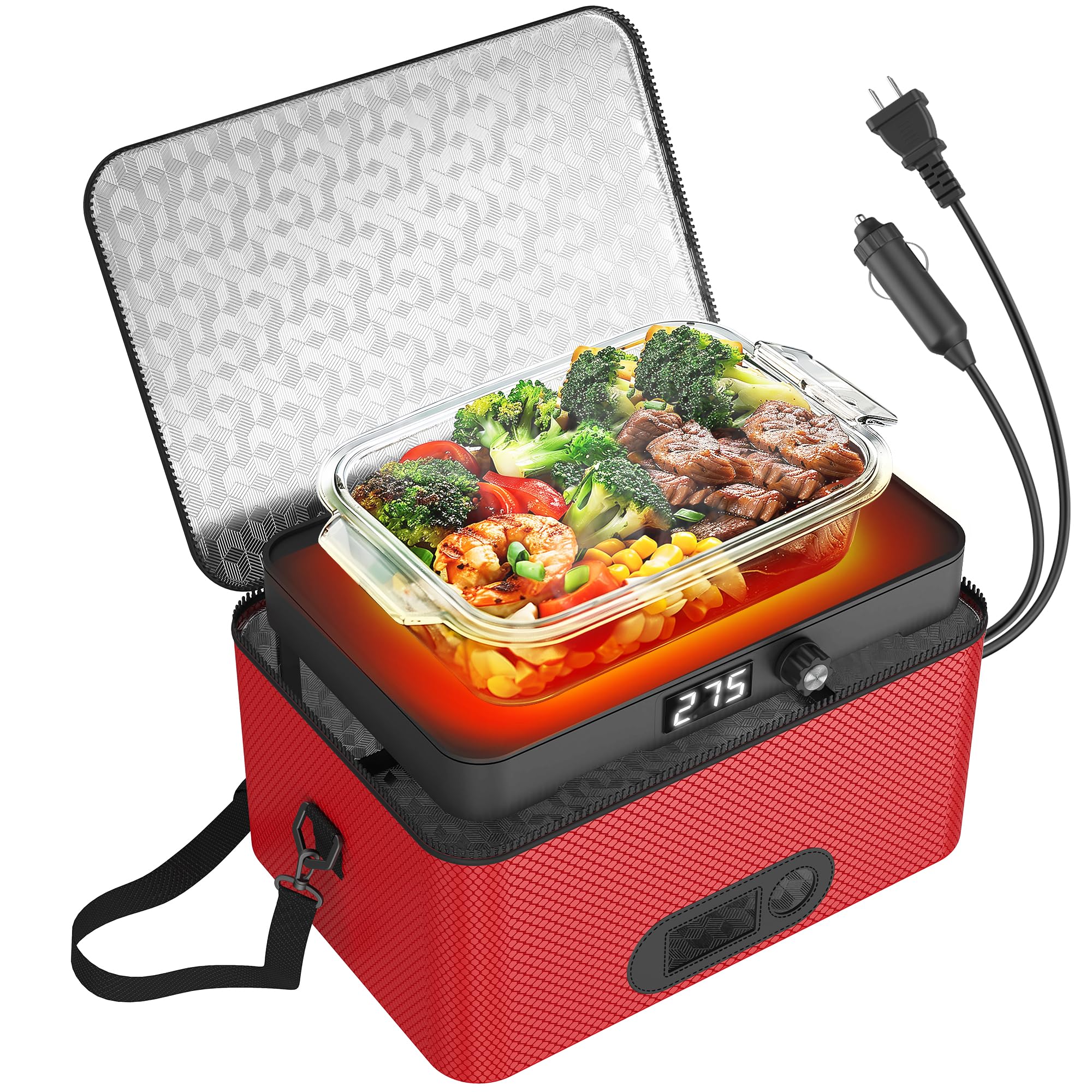 Portable Microwave, 12V 24V 110V-240V Car Food Warmer Portable Personal Mini Oven