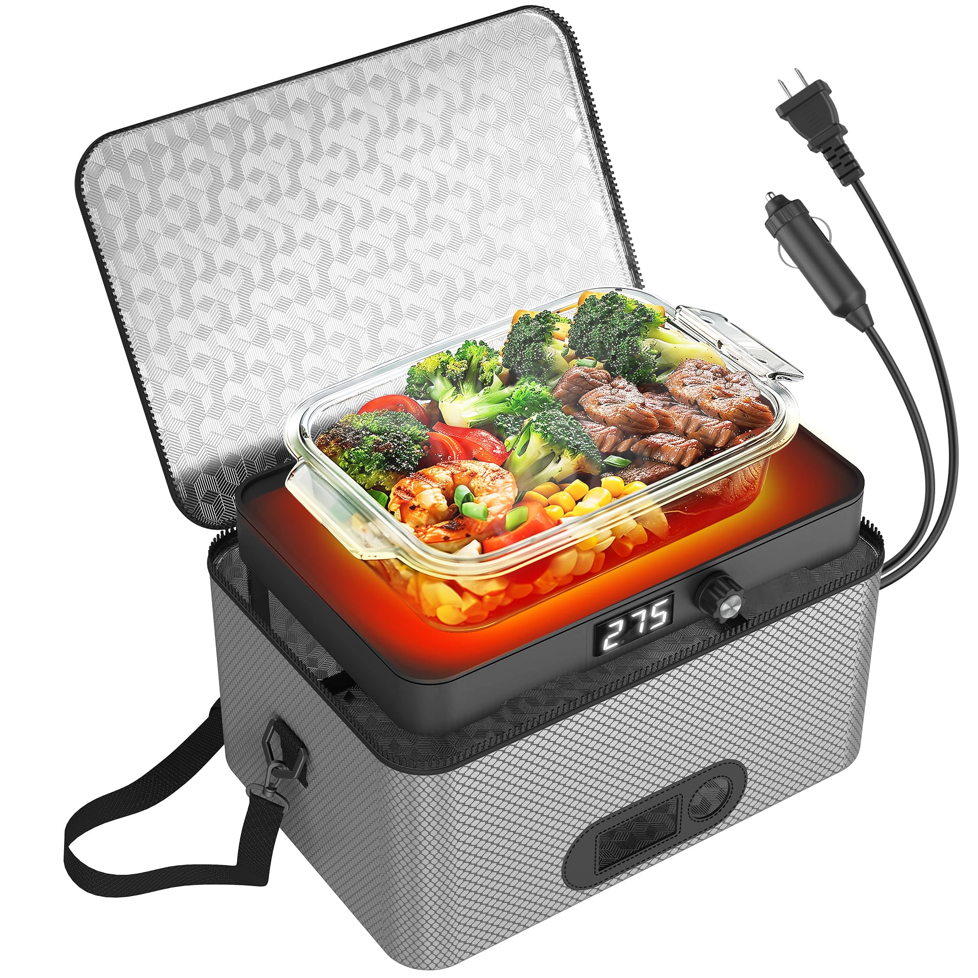 Portable Microwave, 12V 24V 110V-240V Car Food Warmer Portable Personal Mini Oven
