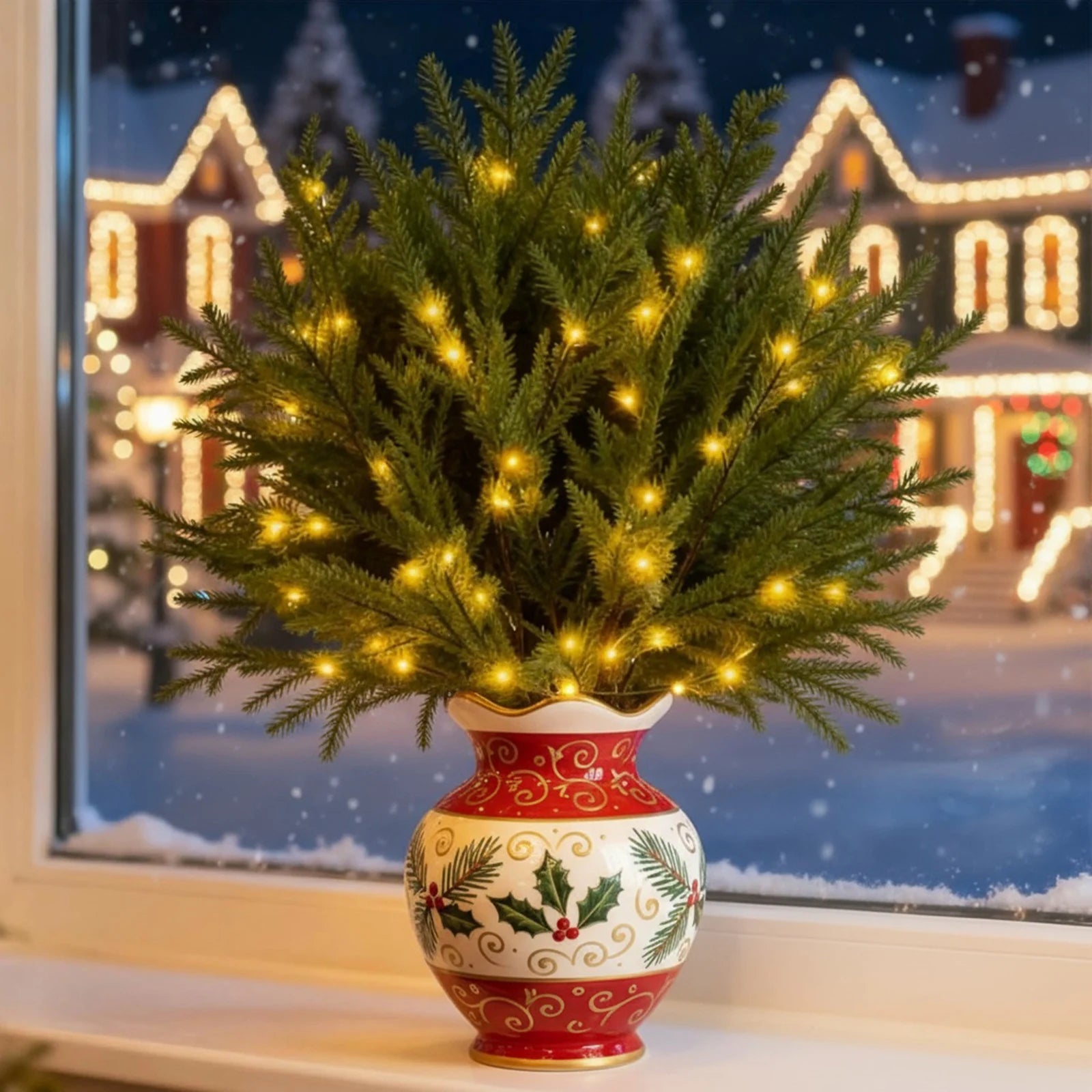 Lighted Norfolk Pine Branches