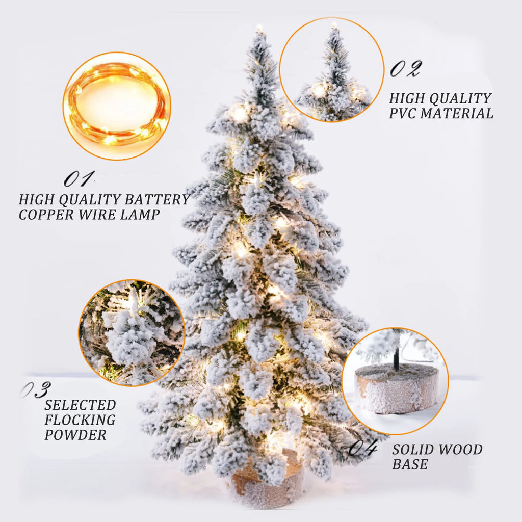 45cm Mini Christmas Tree with Snowflakes Flocked Tabletop Decor