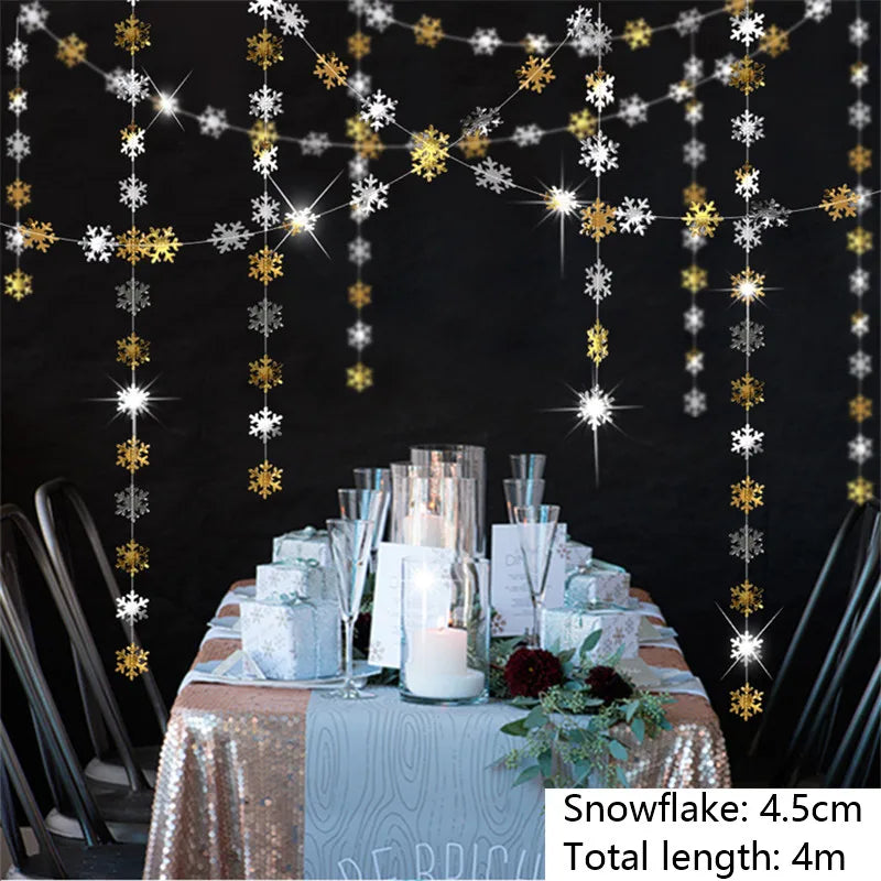 Giant Snowflakes Garland Hanging for Frozen Christmas Party Decoration