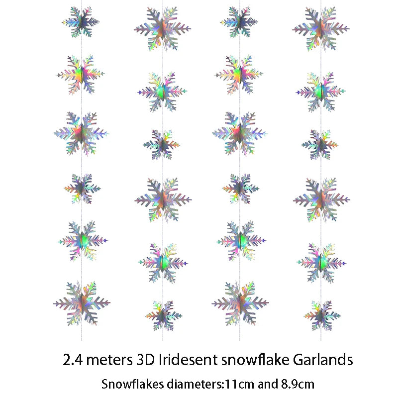 Giant Snowflakes Garland Hanging for Frozen Christmas Party Decoration
