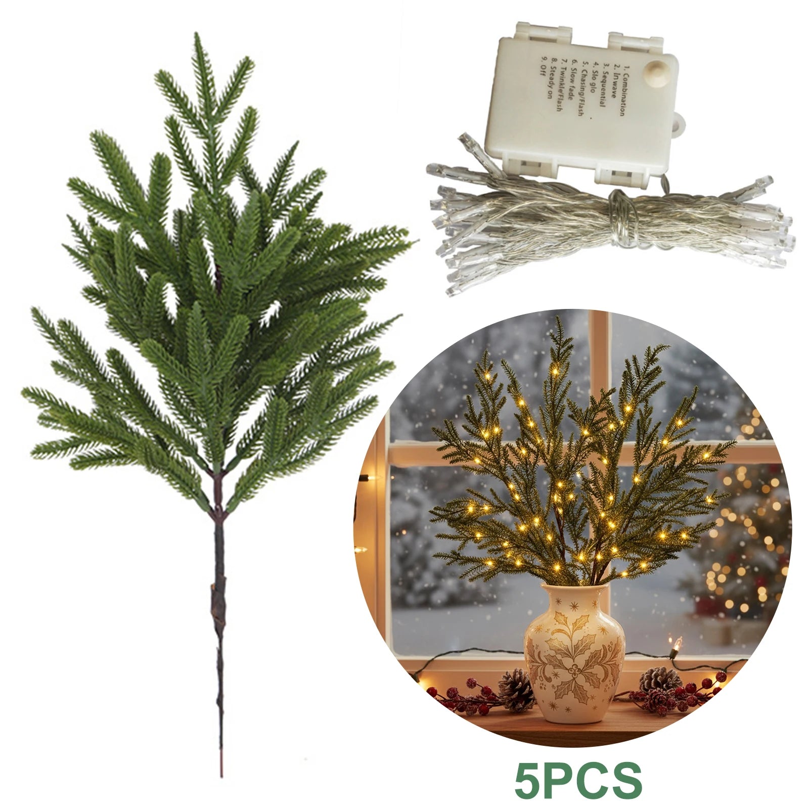 Lighted Norfolk Pine Branches