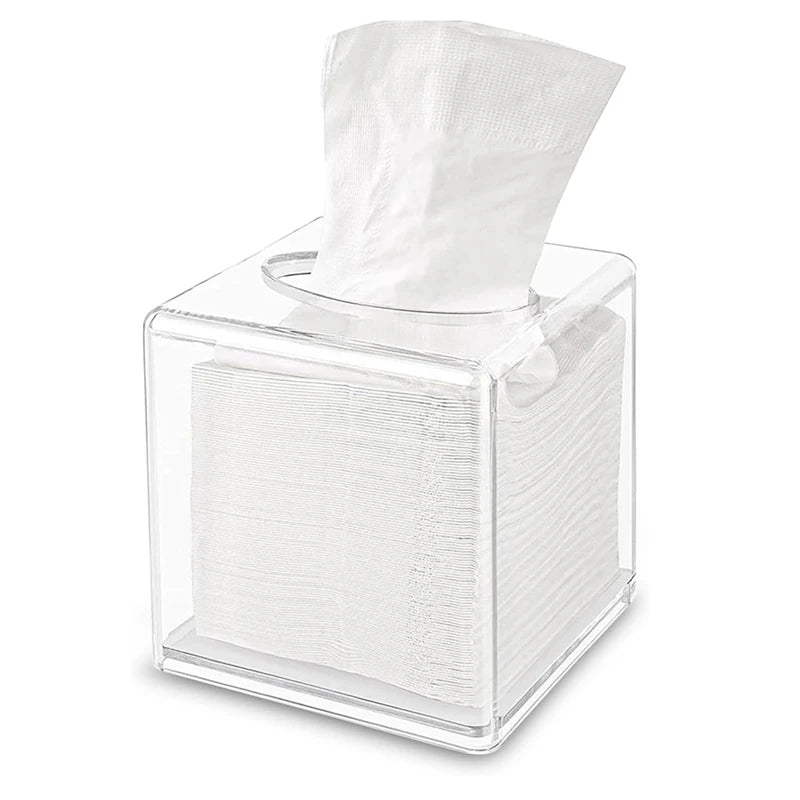 Facial Acrylic Tissue Box Holder, Cover Napkin Organizer For Dryer Sheets, Bathroom