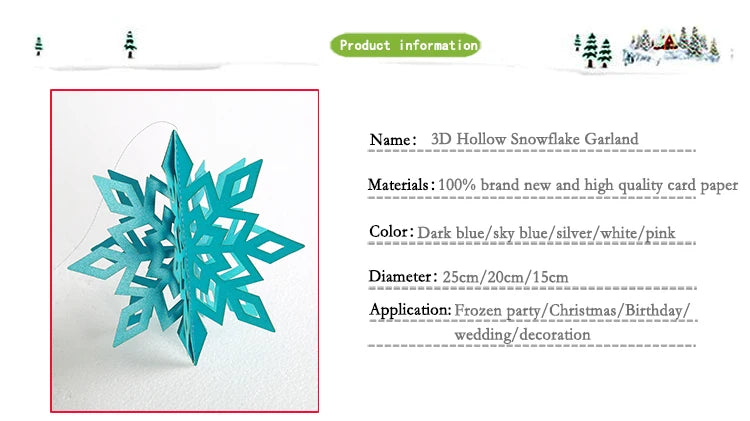 Giant Snowflakes Garland Hanging for Frozen Christmas Party Decoration