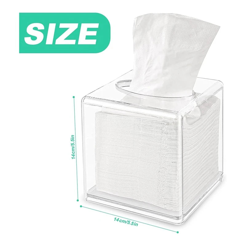 Facial Acrylic Tissue Box Holder, Cover Napkin Organizer For Dryer Sheets, Bathroom