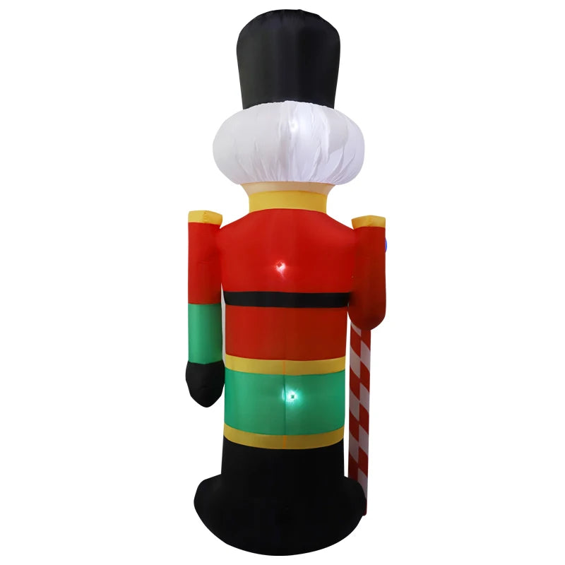 2.4M Inflatable Nutcracker Soldier built-in LED Light Outdoors Christmas Decorations
