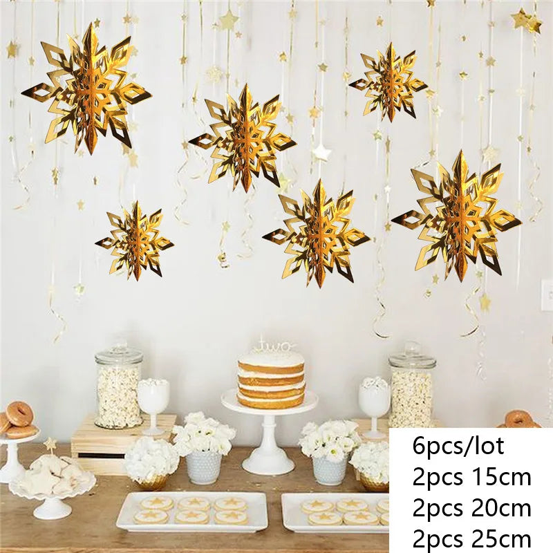 Giant Snowflakes Garland Hanging for Frozen Christmas Party Decoration