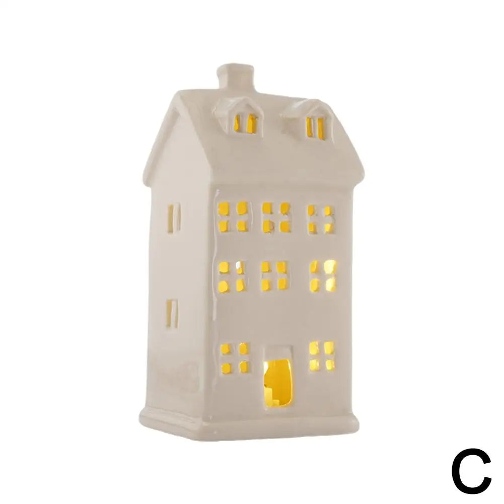 Christmas Tree House Ceramic Ornament