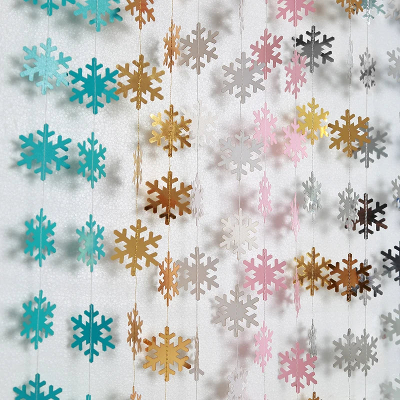 Giant Snowflakes Garland Hanging for Frozen Christmas Party Decoration