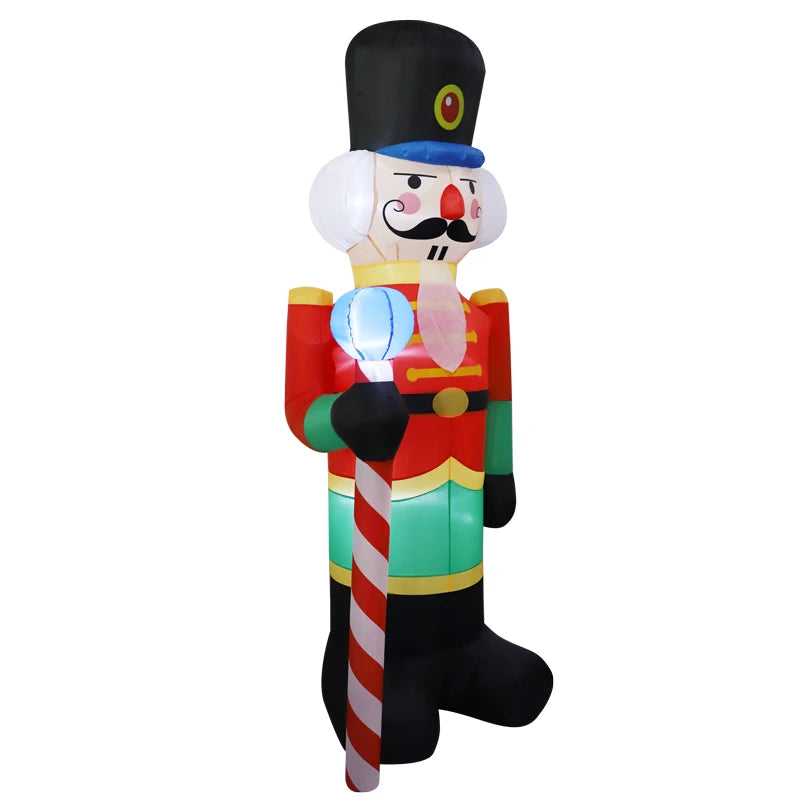 2.4M Inflatable Nutcracker Soldier built-in LED Light Outdoors Christmas Decorations
