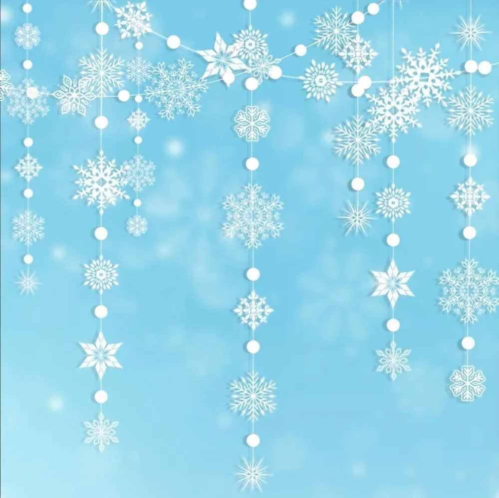 Giant Snowflakes Garland Hanging for Frozen Christmas Party Decoration