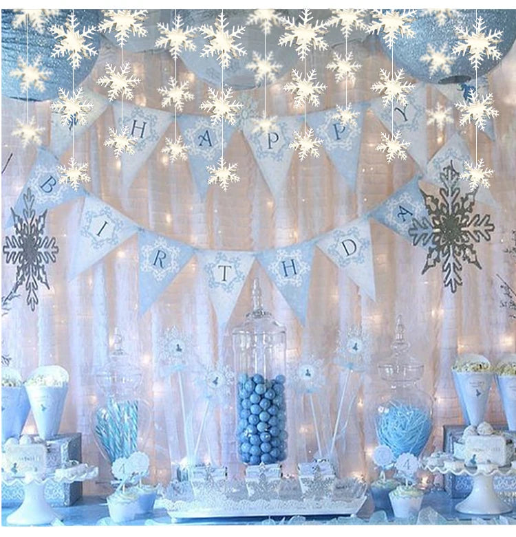 Giant Snowflakes Garland Hanging for Frozen Christmas Party Decoration