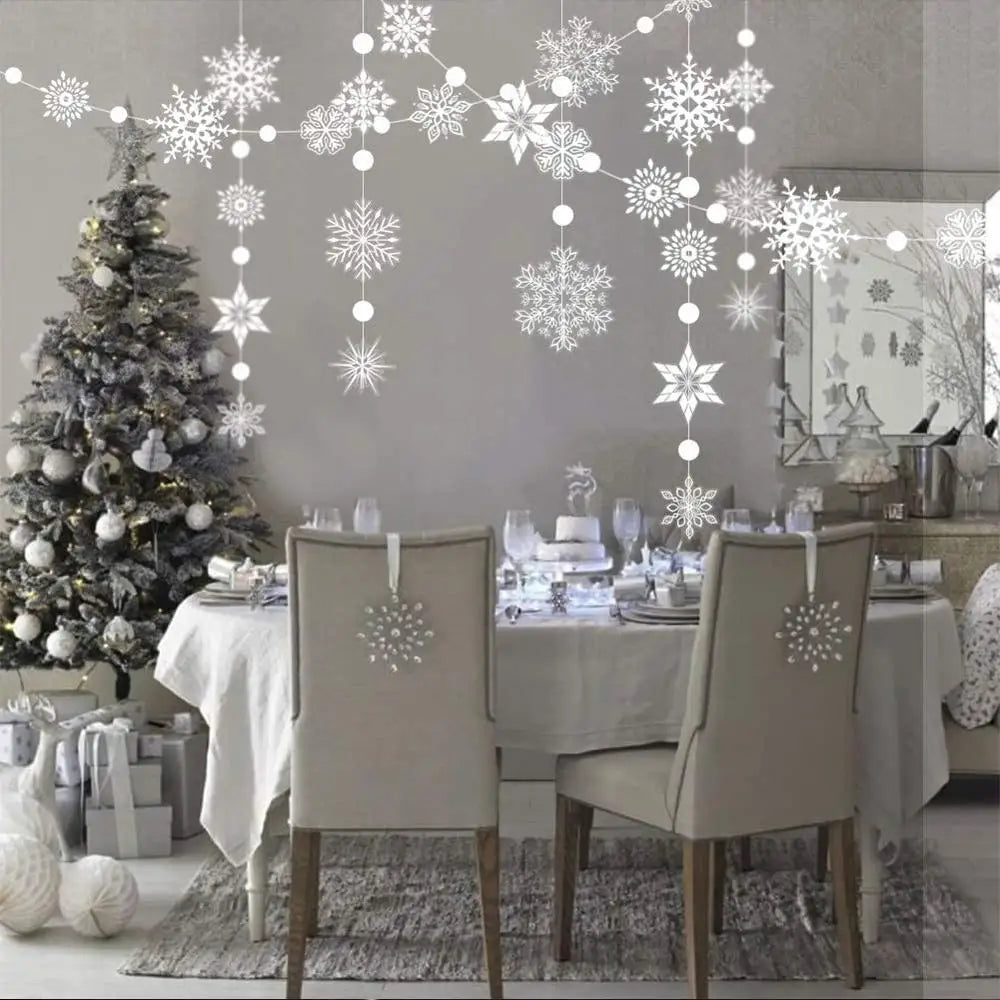 Giant Snowflakes Garland Hanging for Frozen Christmas Party Decoration