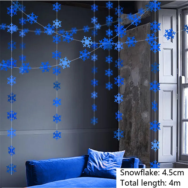Giant Snowflakes Garland Hanging for Frozen Christmas Party Decoration