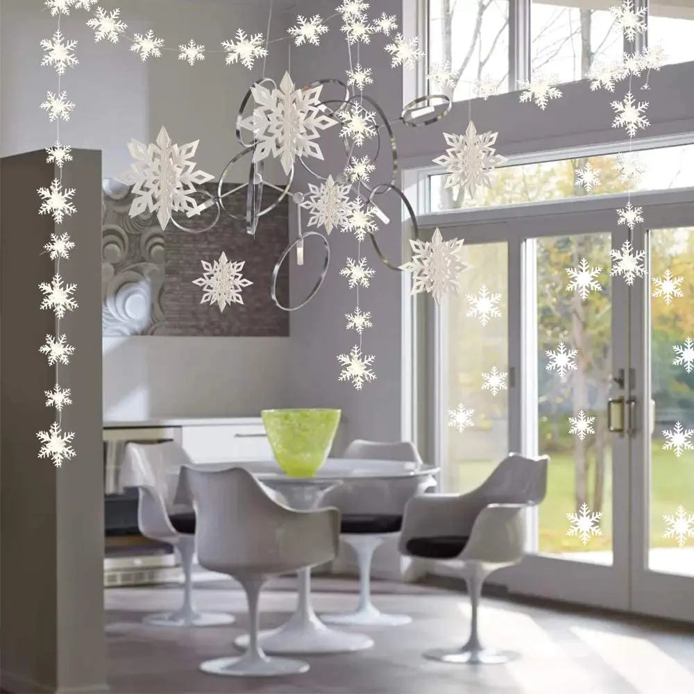 Giant Snowflakes Garland Hanging for Frozen Christmas Party Decoration