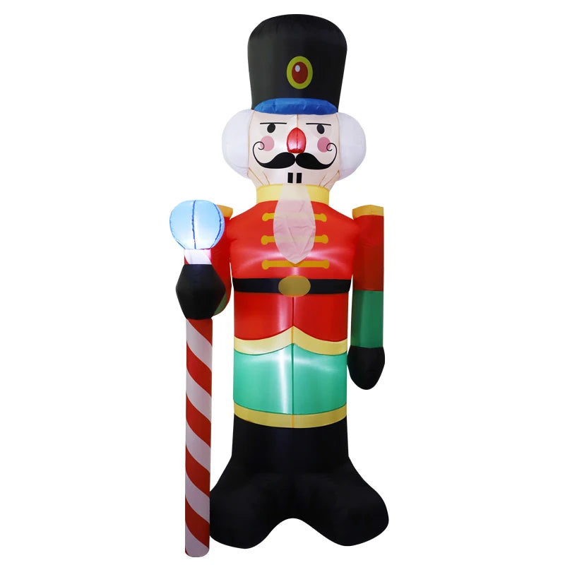 2.4M Inflatable Nutcracker Soldier built-in LED Light Outdoors Christmas Decorations