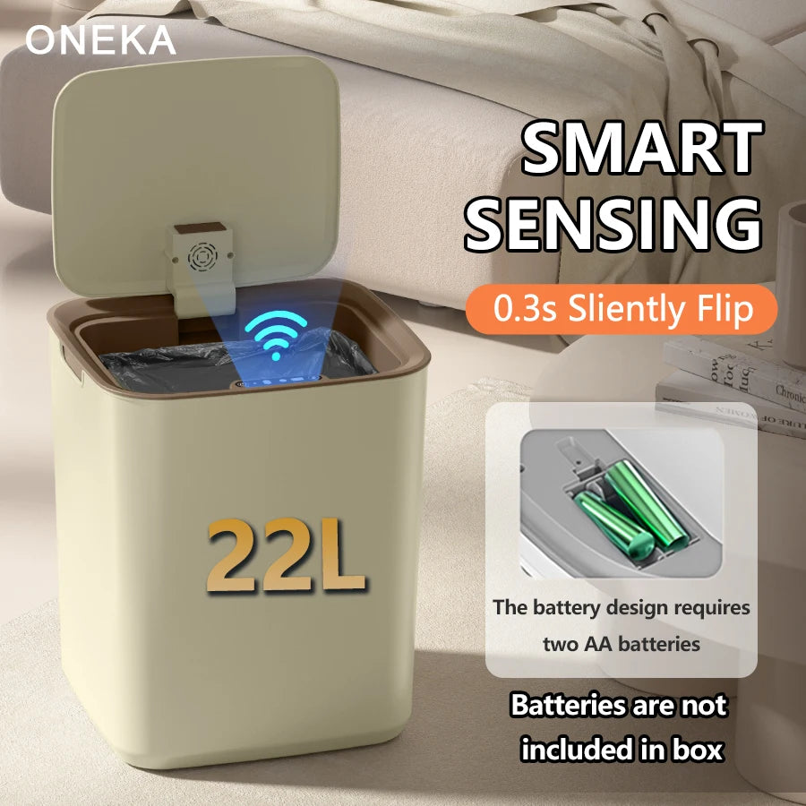 22L Smart Kitchen House Office Trash Can Automatic Opening Induction Trash Bin Garbage Can Compost Bin Battery Version