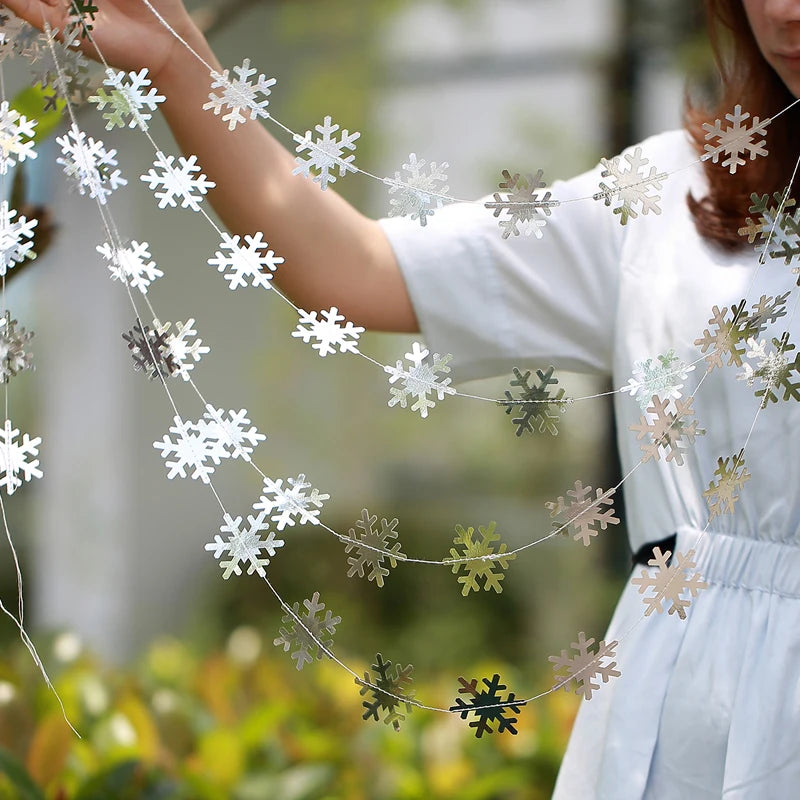 Giant Snowflakes Garland Hanging for Frozen Christmas Party Decoration