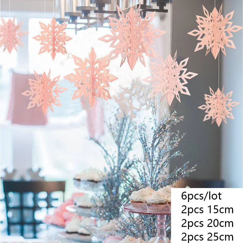 Giant Snowflakes Garland Hanging for Frozen Christmas Party Decoration