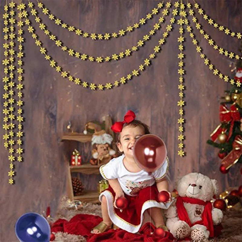 Giant Snowflakes Garland Hanging for Frozen Christmas Party Decoration