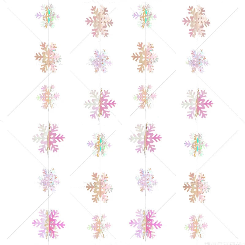 Giant Snowflakes Garland Hanging for Frozen Christmas Party Decoration