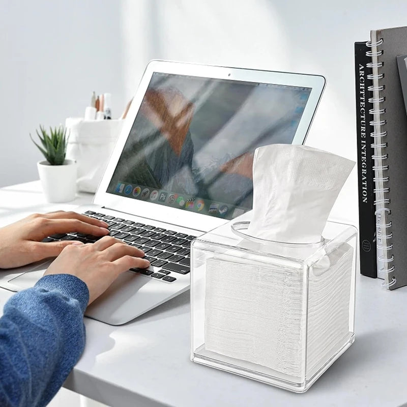 Facial Acrylic Tissue Box Holder, Cover Napkin Organizer For Dryer Sheets, Bathroom