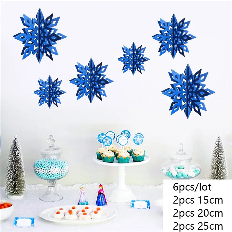 Giant Snowflakes Garland Hanging for Frozen Christmas Party Decoration