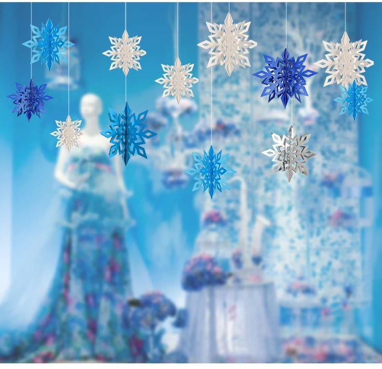 Giant Snowflakes Garland Hanging for Frozen Christmas Party Decoration