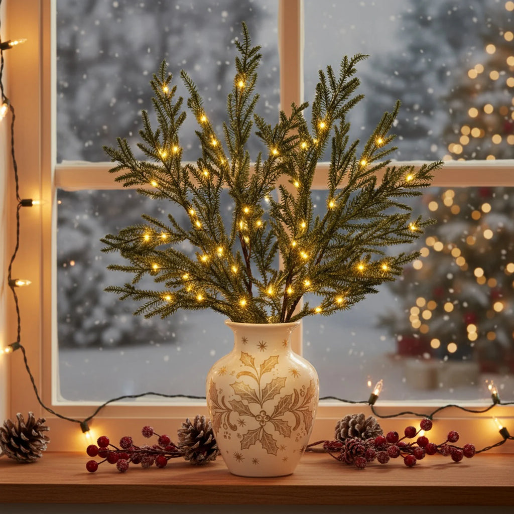 Lighted Norfolk Pine Branches