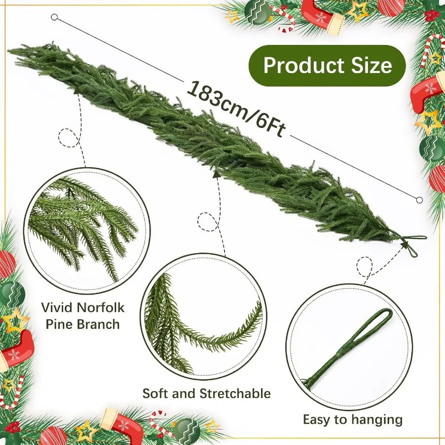 6FT Real Touch Norfolk Pine Garland Cedar