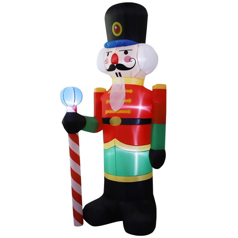 2.4M Inflatable Nutcracker Soldier built-in LED Light Outdoors Christmas Decorations