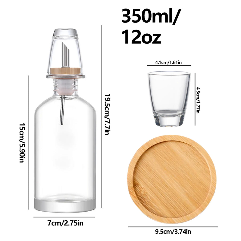 Mouthwash Dispenser for Bathroom with Bamboo & Stainless Steel Pour Spout