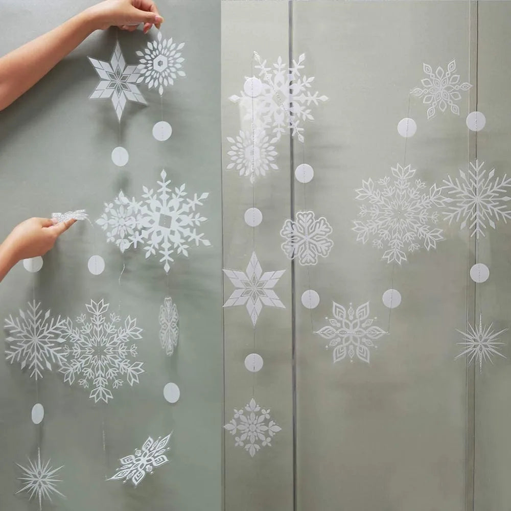 Giant Snowflakes Garland Hanging for Frozen Christmas Party Decoration