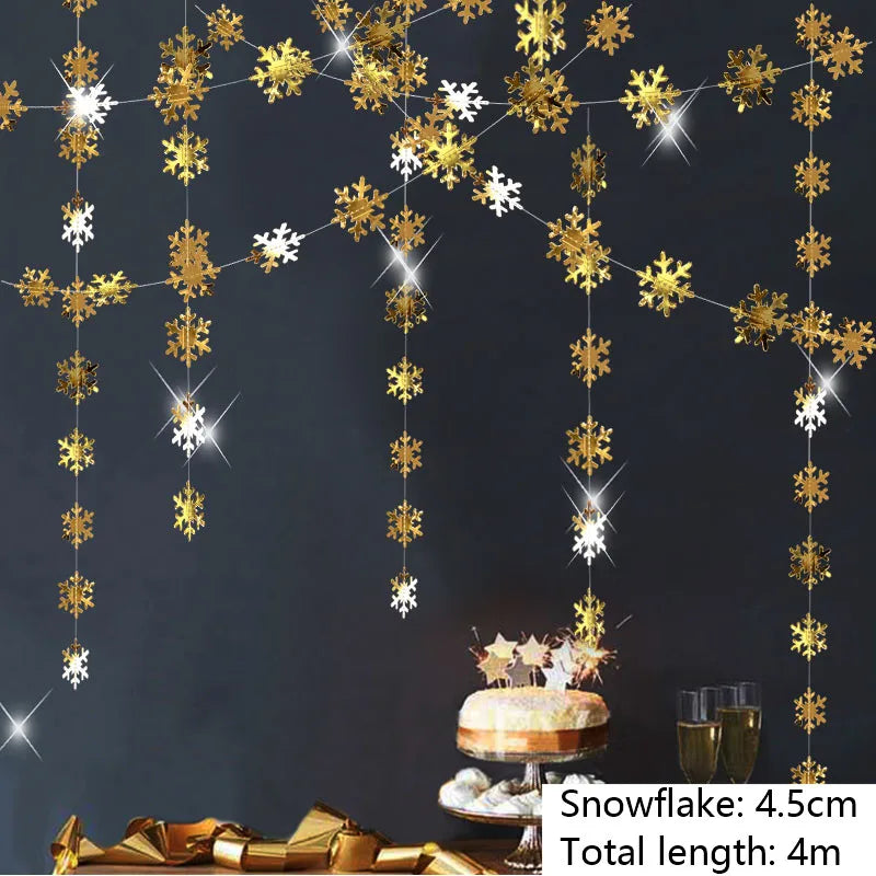 Giant Snowflakes Garland Hanging for Frozen Christmas Party Decoration
