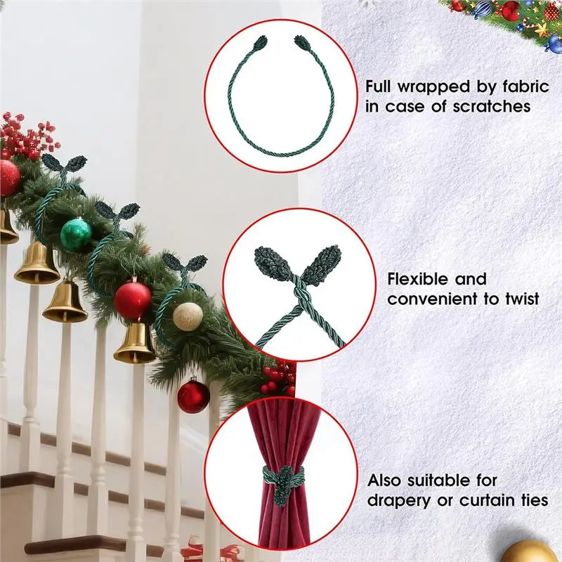 20-Inch Long Flexible& Reusable Twist Ties 16-Pack Christmas Garland Ties