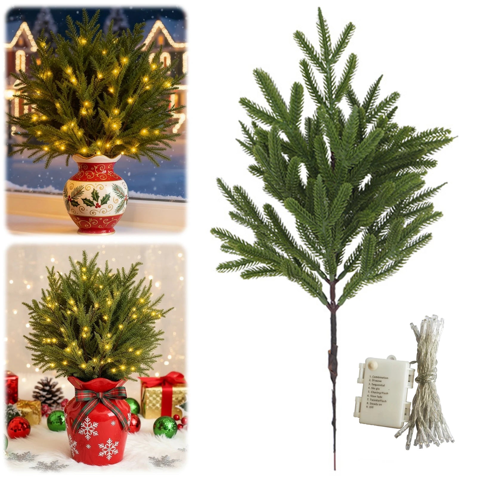 Lighted Norfolk Pine Branches