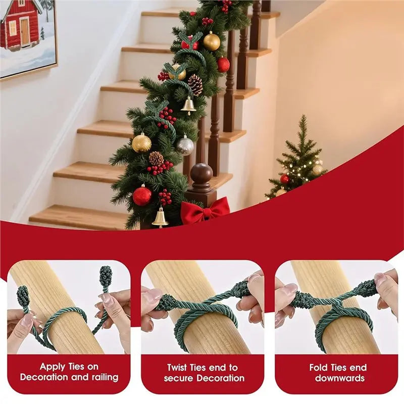 20-Inch Long Flexible& Reusable Twist Ties 16-Pack Christmas Garland Ties